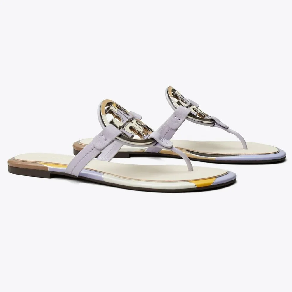 Tory Burch $258 MILLER ENAMEL LOGO SANDAL Spring Lavender Lilac